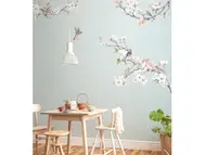 Fototapet floral Apple Bloom, Komar, crengi înflorite şi păsări, 250x250 cm