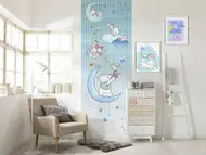 Fototapet cameră copii cu Winnie the Pooh, Komar, Piglet and Stars, albastru, 100x280 cm