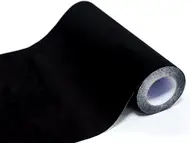 Material autoadeziv imitaţie piele întoarsă neagră, rolă de 50x200cm