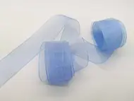 Panglică organza bleu 4 cm x 10 metri, pentru ambalare cadouri, aranjamente, decoruri tematice şi handmade