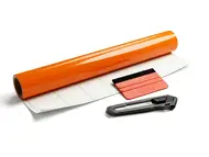Set autocolant mobilă portocaliu lucios 1 x 5 m cu racletă cu pâslă și cutter