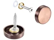 Set din 4 șuruburi cu capac cromat, arămiu, pentru plăci acrilice sau oglinzi, diametru cap 16mm