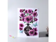 Sticker 3D Vază cu flori mov, 40 cm înălţime