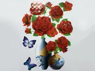 Sticker 3D Vază cu trandafiri roşii, 35 cm