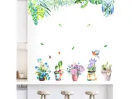 Stickere flori, decor cu ghivece colorate, 2 planșe cu elemente individuale