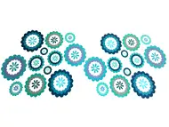 Set 24 stickere pentru acoperirea găurilor din faianță și perete, rozete turcoaz, 4–15 cm