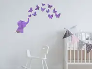 Sticker oglindă mov Micul elefant, Folina, decoraţiune cameră fetiţă, set 12 stickere