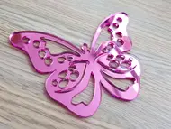 Set 3 stickere oglindă Fluture, Folina, decorațiune din oglinda acrilica roz, 12x9 cm