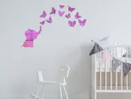 Sticker oglindă roz Micul elefant, Folina, decoraţiune cameră fetiţă, set 12 stickere
