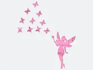 Sticker oglindă Zâna fluturilor, Folina, decoraţiune perete cameră fetiţă, din oglindă acrilică roz
