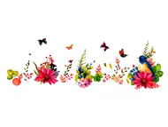 Sticker perete Jardin, Folina, decor flori watercolor