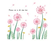 Stickere flori mari, decor cu păpădii roz