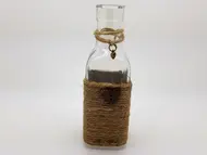 Sticluţă decorativă, Folina, cu aplicaţie sfoară maro, 15 cm înălţime