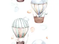 Tapet cameră copii, alb cu model baloane în zbor, Marburg Little Adventures 45865