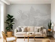 Fototapet floral gri, Fall Leaves, vlies lavabil - 400x260 cm
