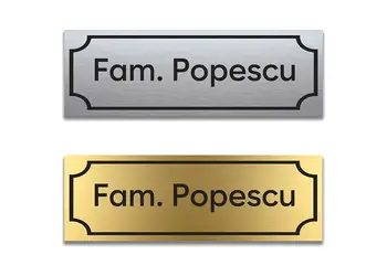 1. Placuta usa intrare nume familie dibond gravat 15x5 cm diverse dimensiuni simulare