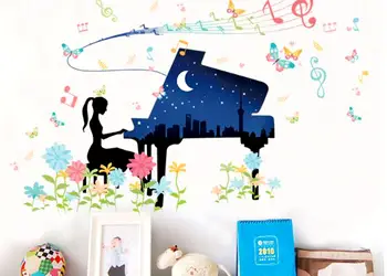 sticker fata la pian multicolor