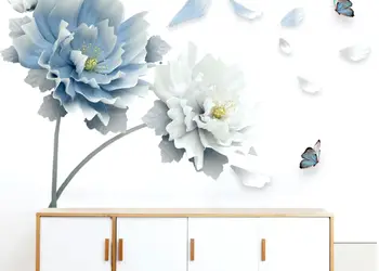 stickere flori folina decor floral gri albastrui