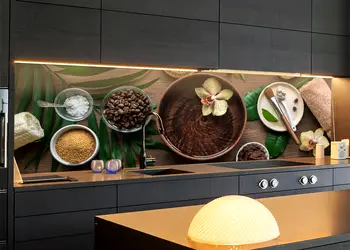 Autocolant bucatarie model cafea frunze 3