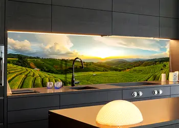 Autocolant bucatarie model peisaj apus 2