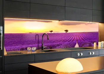 Autocolant bucatarie model peisaj floral mov 6