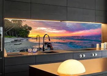 Autocolant bucatarie model plaja exotica 1