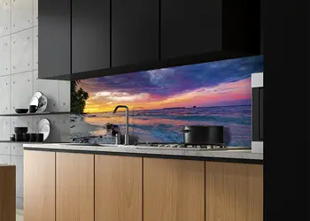 Autocolant bucatarie model plaja exotica 1