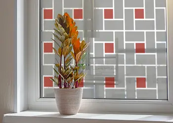 Autocolant decorativ model geometric gri caramiziu 3