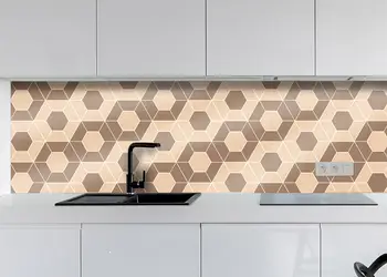 Autocolant faianta bucatarie hexagoane bej