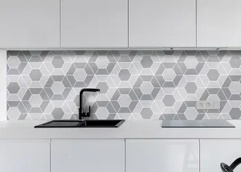 Autocolant faianta bucatarie hexagon gri