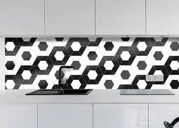 Autocolant faianta bucatarie hexagon negru