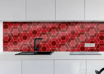 Autocolant faianta bucatarie hexagon rosu