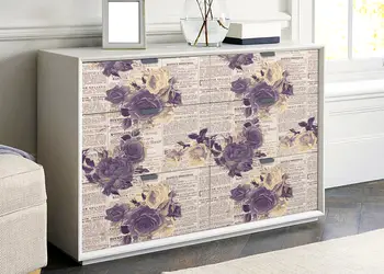 Autocolant mobila model ziare cu flori v1 1