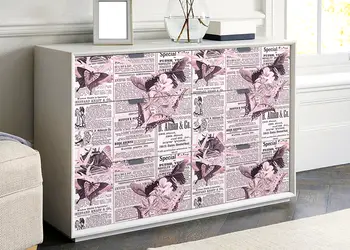 Autocolant mobila model ziare cu flori v2 1