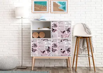 Autocolant mobila model ziare cu flori v2 1