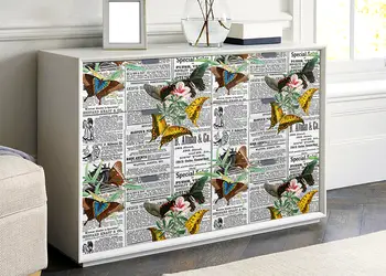 Autocolant mobila model ziare cu flori v7 1