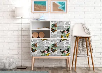 Autocolant mobila model ziare cu flori v7 1