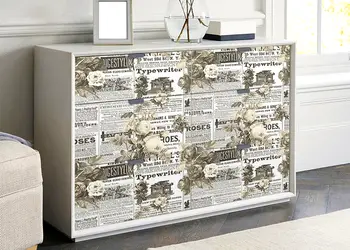 Autocolant mobila model ziare cu flori v8 1