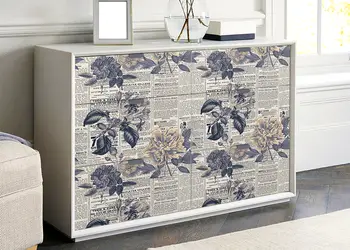 Autocolant mobila model ziare cu flori v9 1