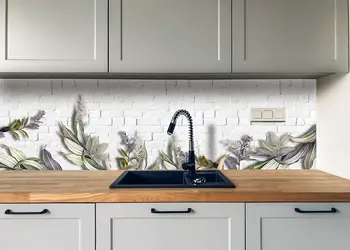 Autocolant perete model piatra cu plante x1