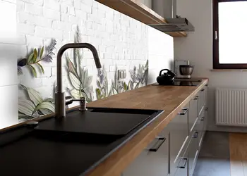 Autocolant perete model piatra cu plante x1