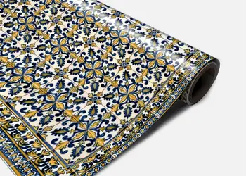 Autocolant podea model azulejo galben albastru rola 0