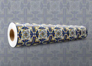 Autocolant podea model decorativ albastru galben metru 0