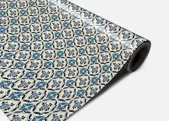 Autocolant podea model floral bej albastru metru 0