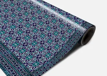 Autocolant podea model floral nuante albastru rola 0