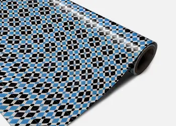 Autocolant podea model romboidal albastru metru 0