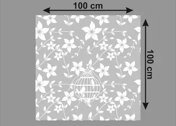 folie geam autoadeziva bird garden imprimeu floral alb