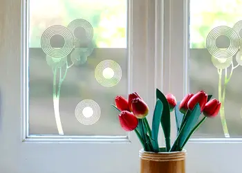 Autocolant sablare model decupat cu flori cerculete x0