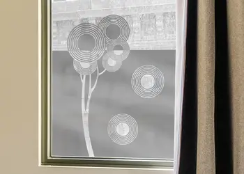 Autocolant sablare model decupat cu flori cerculete x0