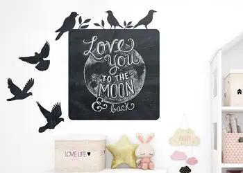 Autocolant tabla de scris model panou cu pasari x1